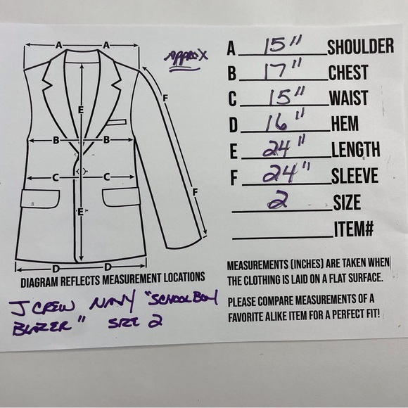 J CREW Women’s “Schoolboy Blazer” Jacket dark NAVY Gold Buttons Lined Size 2 - Picture 10 of 10